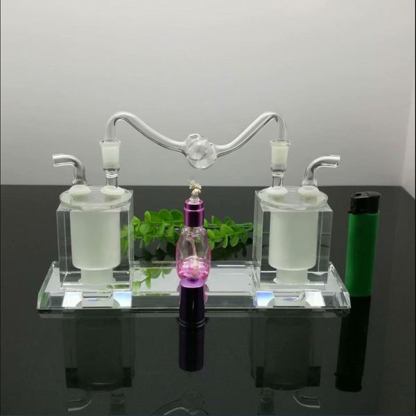 Pfeife Mini Shisha Glasbongs Bunte Metallform Heiße verkaufende Doppelkristallkessel und Wasserpfeifenkessel