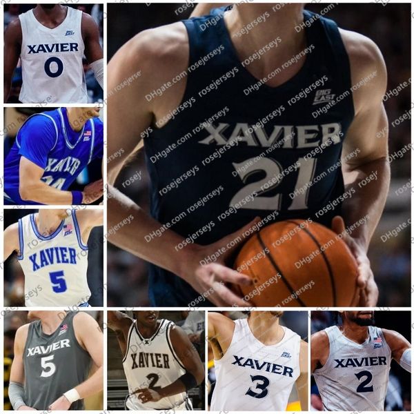 Maglia da basket personalizzata Xavier Musketeers Desmond Claude Quincy Olivari Dailyn Swain Abou Ousmane Gytis Nemeiksa Dayvion McKnight Uomo Donna Gioventù Bambino S-3XL