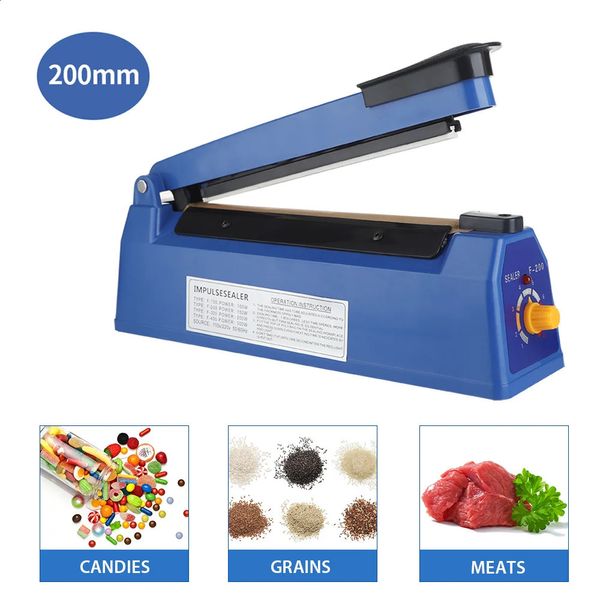 Outras ferramentas de cozinha Impulse Sealer Máquina de calor manual para sacos plásticos de 8 polegadas Shrink Wrap Bag Seladores Embalagem a vácuo 231116