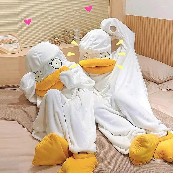 Battaniyeler ilginç ördek battaniye onesie pijamalar Yetişkin peluş pul pazel cosplay hayvan kostümü cadılar bayramı kostümleri erkek kadın