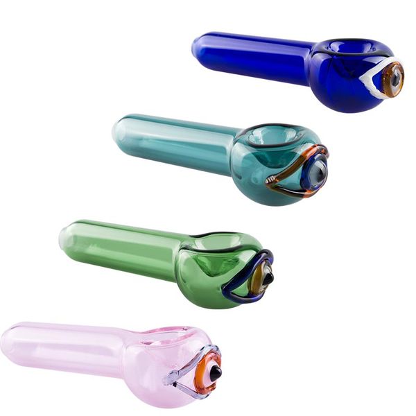 Y080 Rauchpfeife ca. 4,1 Zoll bunte Tabaklöffel Schüssel Augenstil Dab Rig Glaspfeifen