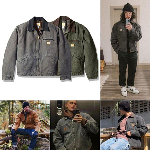 Designer-Herren-Carhart-Jacken, Vintage-Jacke aus gewaschenem Segeltuch, Revers-Strickjacke, Carharttlys-Jacke, schmale, bemalte Patch-Jacken, Oberbekleidung, Mäntel, Tränen