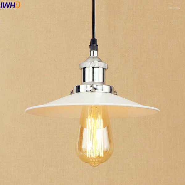 Pendelleuchten IWHD Weiße Retro-LED-Leuchten Leuchten Esszimmer hängende Vintage-Lampe Edison-Stil Loft Industrial Light Home Lighting