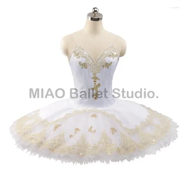 Stage Wear Oro bianco Piatto professionale Tutu Balletto per ragazze Coppelia Costume bambola Ballerina classica per adulti 0154