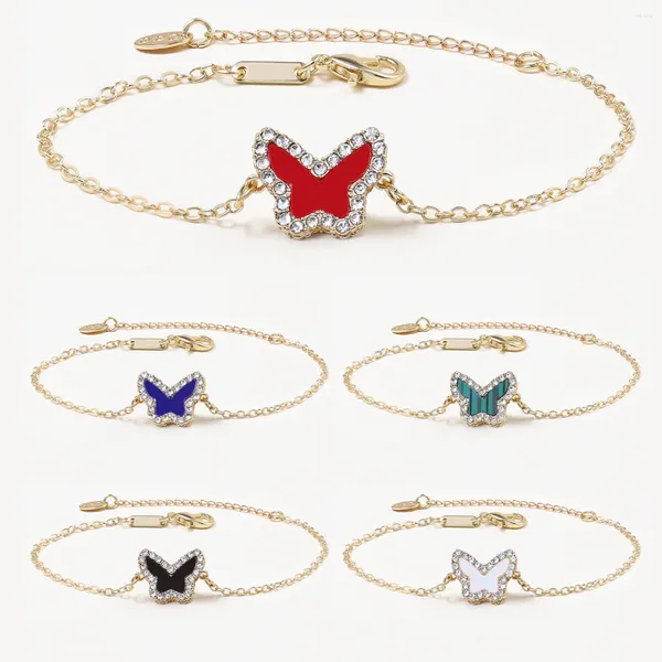 Link pulseiras pulseira feminina zircão multi-colorido borboleta moda trevo de quatro folhas festa de presente de aniversário