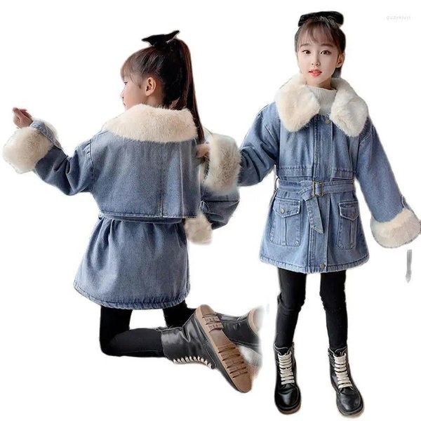 Daunenmantel Winter Teenager Mädchen Warme Dicke Jeansjacke Pelzkragen Kleinkind Mädchen Oberbekleidung Mäntel Baumwolle Kinder Parka Kinder Kleidung 14