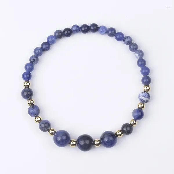 Filo 4mm 6mm 8mm Rotondo Sodalite Crazy Lace Agata Fluorite Howlite Bracciale elastico con perline di pietra naturale