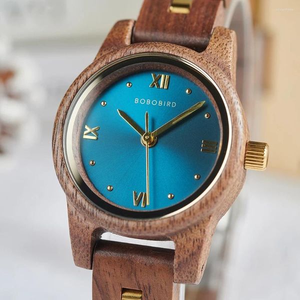 Relógios de pulso Bobo Bird Marinho Azul Casal Relógios Top Luxry Marca Amante De Madeira Relógio De Pulso De Quartzo Personalizado Gravado