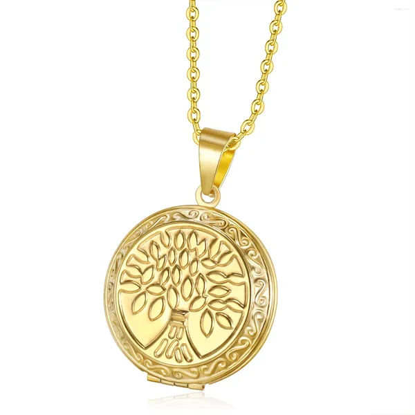 Ожерелья с подвесками «Древо жизни», круглая рамка Po, маленькое ожерелье золотого цвета, элегантные мужские и женские ювелирные изделия, подарки, падение