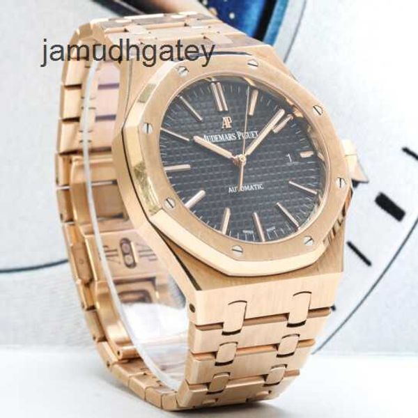 Ap swiss relógio de luxo masculino 15400 royal oak série 41 calibre 18k ouro rosa material data exibição conjunto relógio mecânico automático