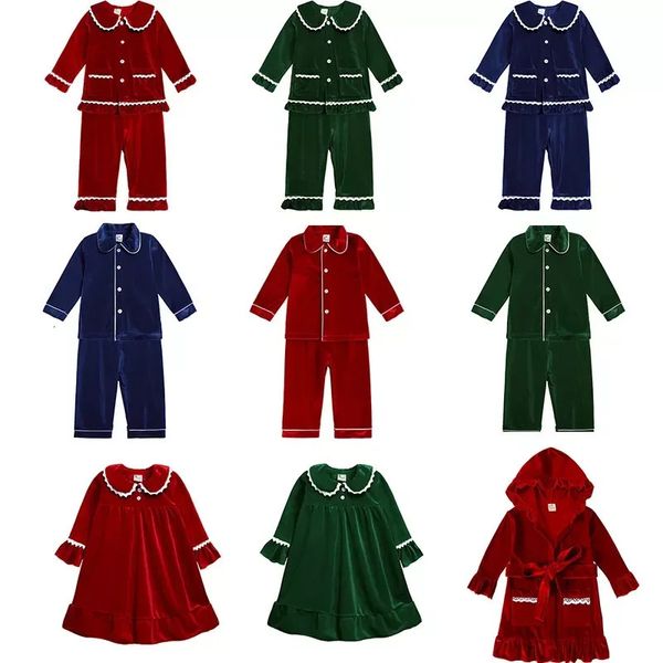 Одинаковые комплекты для всей семьи Рождественские одинаковые детские пижамы для всей семьи Красные теплые бархатные платья для мальчиков и девочек Одежда для сна Одежда для малышей Рождественские пижамы Подарок 231115