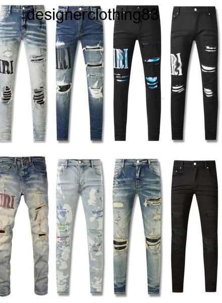 2023 nuovi uomini jeans foro azzurro grigio scuro Italia donne di marca pantaloni lunghi pantaloni streetwear denim skinny slim dritto biker Jean per