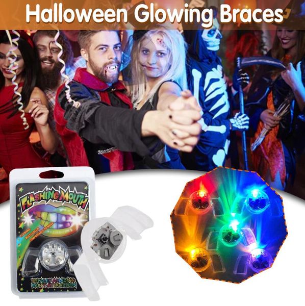 Led Rave Toy Halloween Bretelle luminose LED lampeggianti Light Up Bocca Bretelle Pezzo Glow Denti Glow Forniture per feste