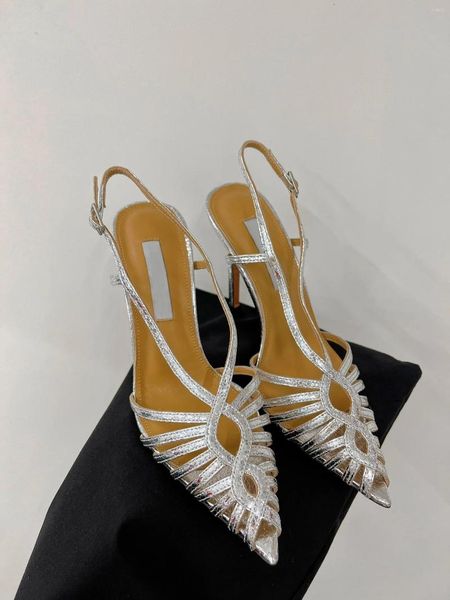 Модельные туфли для женщин, пикантные сандалии из натуральной кожи с острым носком, вечерние туфли на тонком высоком каблуке с ремешками на щиколотке, модная брендовая мода Mujer