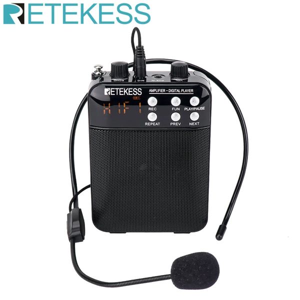 Микрофоны Retekess TR619 Megaphone Портативный 3 Вт FM-запись Усилитель голоса Учитель Микрофон Динамик Mp3-плеер FM-радио для экскурсовода 231116