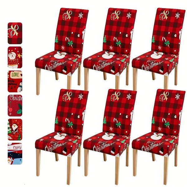 Capas para cadeiras 4/6 peças de tecido capas para cadeiras de Natal sala de jantar Árvore Papai Noel Elk Cadeira de jantar Adicione um toque festivo à decoração da sua casa 231116