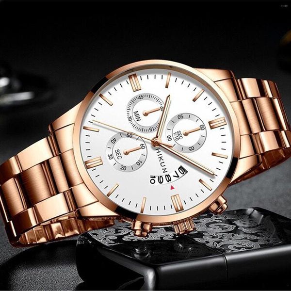 Redes de pulso Moda minimalista elegante com aço de banda de aço Dial Men Quartz Watch Gift Movement Wristwatch de alta qualidade
