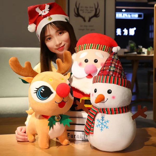 Плюшевые куклы, игрушка Санта-Клауса с оленем, наполненная животными, мягкая и милая подушка-снеговик, кукла, детский рождественский подарок 231115