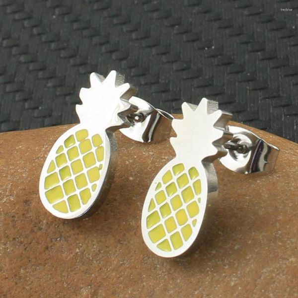 Orecchini a bottone Moda all'ingrosso Ananas Gioielli in acciaio inossidabile per donna Ragazza Bijoux En Acier Inoxydable Femme EDNZATAE