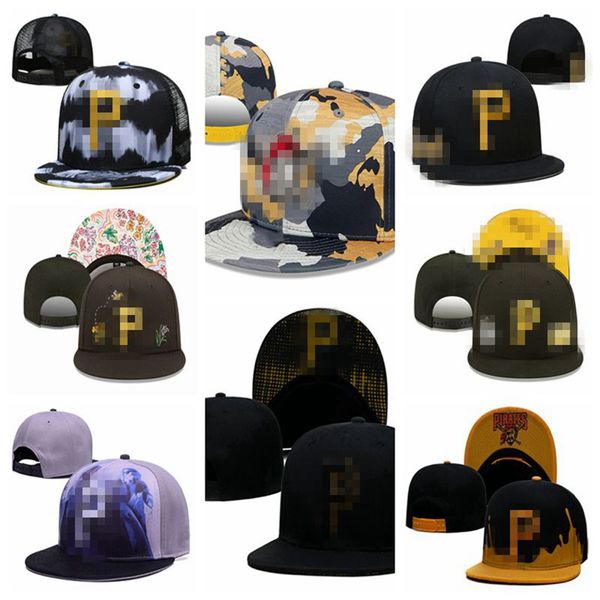 Pirateses- P lettera Cappellini da baseball all'ingrosso Donna e uomo Nuovissimi cappelli snapback sportivi in osso regolabili