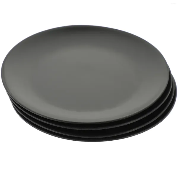 Наборы столовой посуды, 4 шт., черные обеденные тарелки, меламиновая круглая посуда, закуска, барбекю, обеденный кухонный набор на открытом воздухе