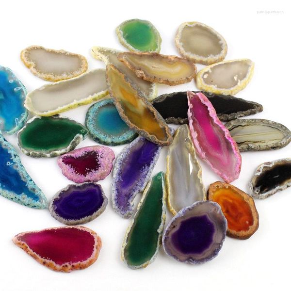 Collane con ciondolo Pendenti con ciondoli colorati in marmo agata colorata per creazione di gioielli Collana fatta a mano fai-da-te Ricerca di pietre naturali