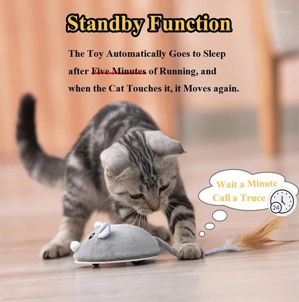 Toys de gato interativo mouse elétrico de animais de estimação carregando fofo de suprimentos inteligentes de penas