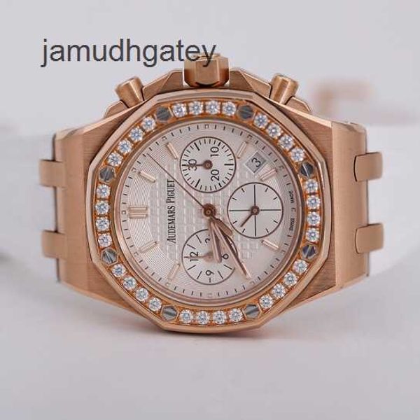 AP Orologio svizzero di lusso Ap 26231or Royal Oak Offshore Panda Face Piatto bianco Orologio da donna con diamanti intarsiati in oro rosa Orologio svizzero con macchinari automatici Wat MYLU di fama mondiale