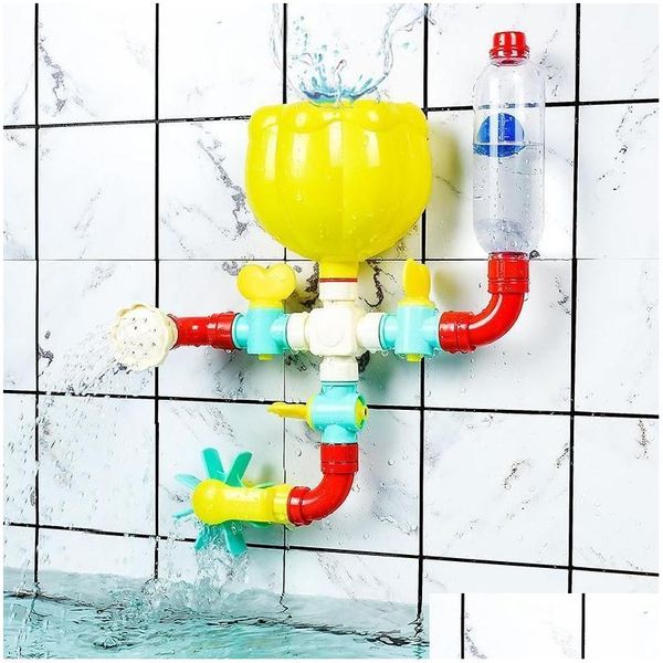 Giocattoli da bagno Qwz Fai da te Montessori Bambini Spruzzo d'acqua Rotante Jet Gioco Vasca da bagno Giocattolo per bambini da 1 a 4 anni Regalo per bambini 221118 Consegna a goccia Ma Dhov1