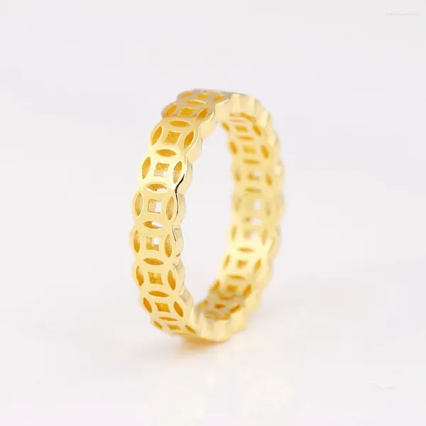 Anéis de cluster autêntico 925 prata esterlina bom brilho fortuna moeda anel de moda para mulheres presente jóias diy