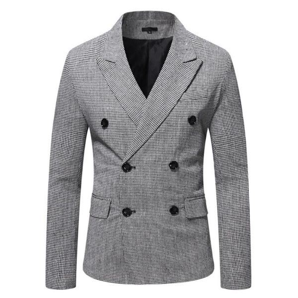 Abiti da uomo Blazer 2023 Stile britannico All Match Slim Fit Giacca pied de poule Abbigliamento uomo Semplice doppio petto Abito da ufficio da lavoro Jack