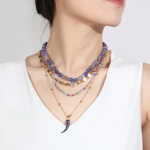 Anhänger Halsketten Europa und Amerika Böhmen Damen Schmuck Zubehör Multi Layer Perlen Kette Anhänger Halskette für Frauen 2023 Trendy