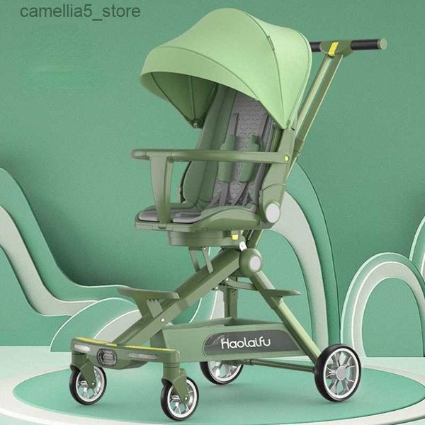 Carrinhos # Carrinho de bebê de alta visão pode sentar e deitar carrinho de bebê dobrável leve portátil dobrável carrinho de bebê leve carrinho de quatro rodas Q231116