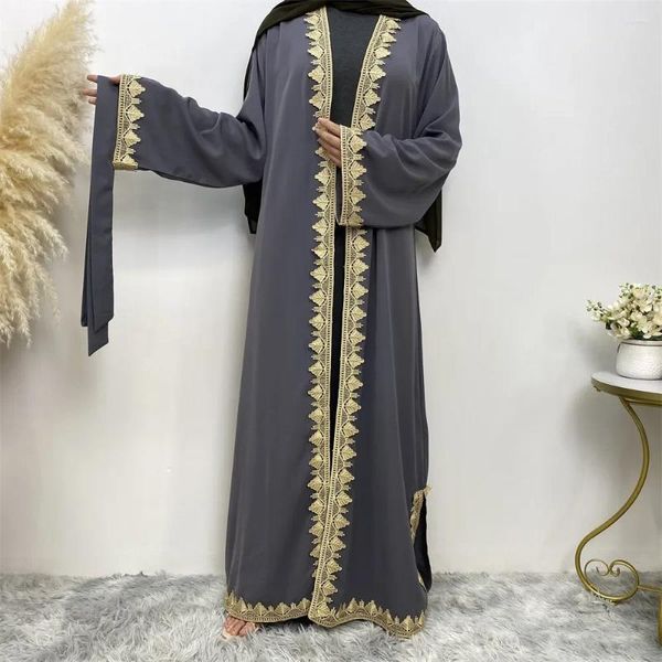 Ethnische Kleidung Frauen Strickjacke Muslim Dubai Abayas Mode besticktes langes Kleid Türkei Saudi-Arabien Kleider für solide islamische