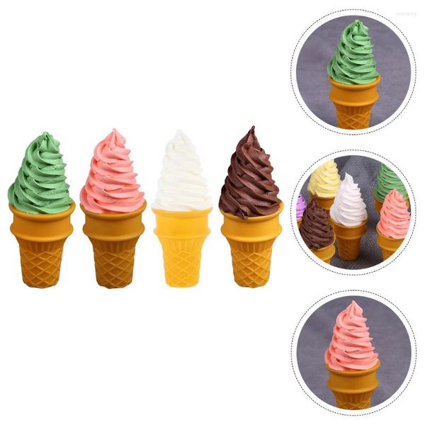 Decoração de festa 4 PCs Cupcake Decorating Kids Play Kitchen Toy Toy Sylel Ice Cream Modelo de verão Comida Acessórios falsos Simulação