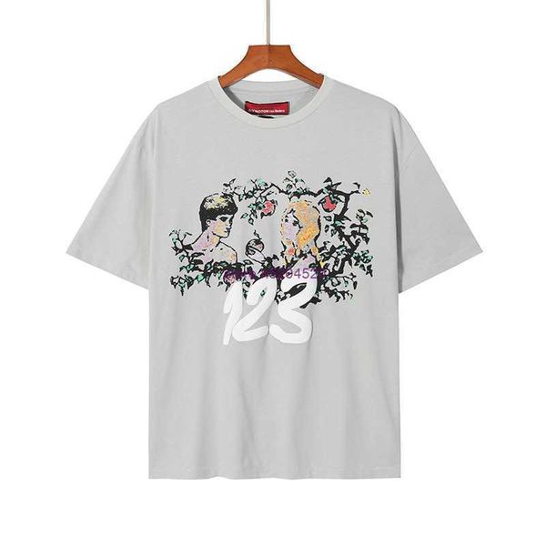 2HTN 2023 Летняя футболка для мужчин и женщин модная марка High Street Rrr123 Los Angeles Stereo Twist Purting