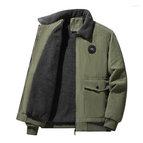 Männer Jacken 2023 Herbst und Winter Warme Wolle Dicke Jacke Mantel Mode Plüsch Hals Cord Militär Casual