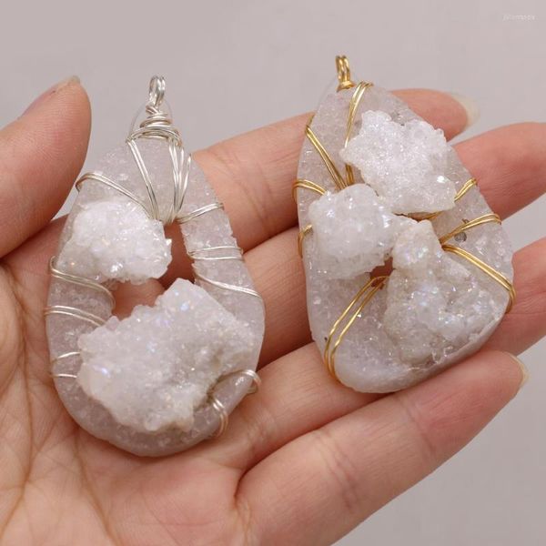 Collane con ciondolo 1 pz pietra naturale Druzy forma goccia d'acqua pendenti in cristallo bianco ciondoli per collana creazione di gioielli dimensioni accessorio fai da te