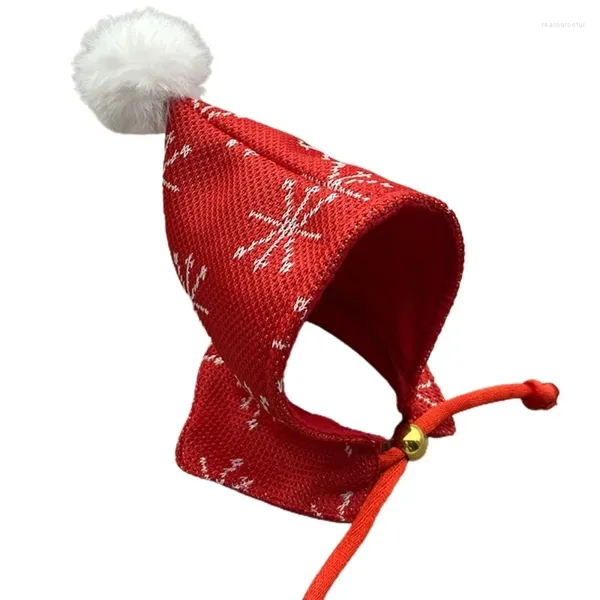 Costumi per gatti Cappello con cappuccio con motivo a fiocchi di neve per animali domestici di Natale con sciarpa regolabile per il mento Asciugamano colorato per saliva di cani adorabili