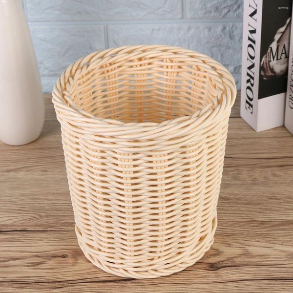 Set di stoviglie Cestino portaoggetti Tavolo Imitazione Rattan Articoli vari Contenitori in plastica Cestini Medio Piccolo