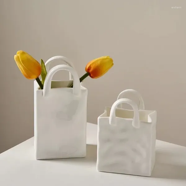 Vasi Vaso decorativo Borsa Decorazione in ceramica Fiori per la casa Decorazioni per la tavola Accessori per la camera Regalo Nordico Alto livello di apparenza