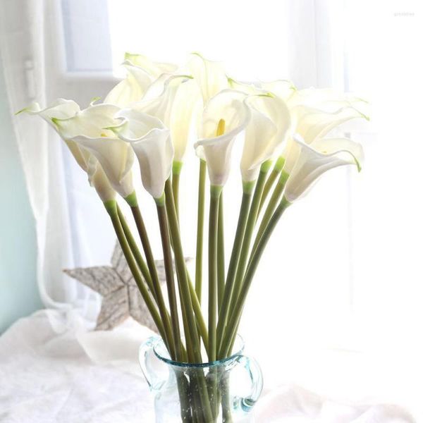 Fiori decorativi Vaso lungo Foglia alta artificiale Calla Lily Bouquet da sposa floreale Conservazione per feste