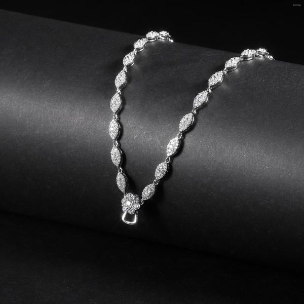 Ketten Marke Echter Luxus Echte Juwelen S925 Silber Voller Diamant Hochwertiger Schmuck Vielseitige Kette Eingelegte Universalhalskette Qual