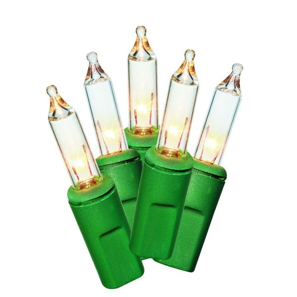 Mini luci natalizie a incandescenza trasparenti da 100 pezzi, con filo verde, 21 ,