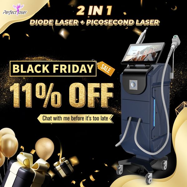 Manual de vídeo 2 IN1 Diodo Laser 808 Nm Picosecond Tattoo Therapy Dispositivo a laser de beleza para cuidados com a pele