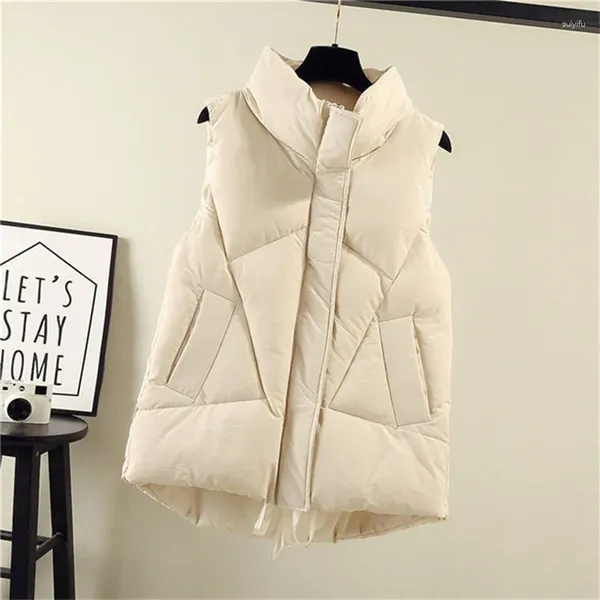 Damenwesten GRELLER 2023 Herbst Winter Daunenpuffer Weste Jacke Frauen Stehkragen Casual Ärmellos Bodywarm Weste weiblich