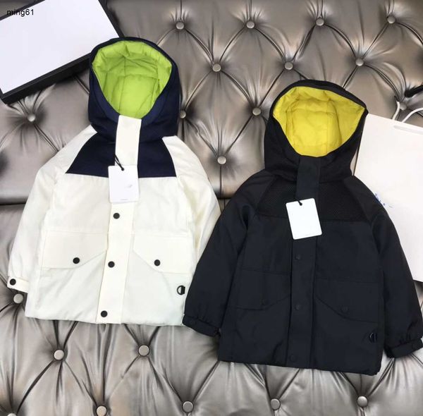 Marca designer crianças casaco de inverno botão zíper à prova de vento menino menina jaqueta tamanho 110-160 etiquetas completas para baixo roupas infantis nov15