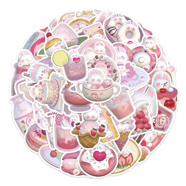 50pcs Pudding Pudding Rabbit Adteners para Skateboard Car Baby Helmet Lápis Diário Phone Planner Planner Decor Album Kids Toys Guitar DIY Decals