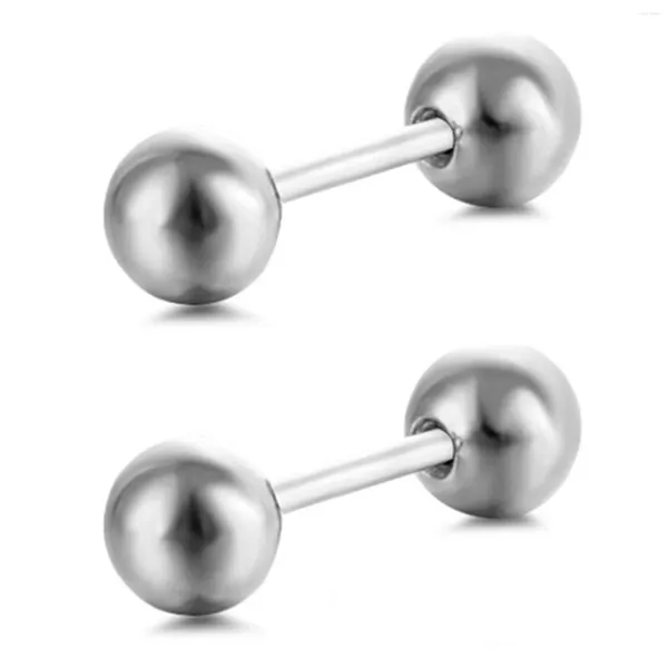 Brincos de parafuso prisioneiro 1 par/pacote forma de barra festa 4mm dia gótico corpo jóias diariamente pequena bola titânio aço unissex piercing punk