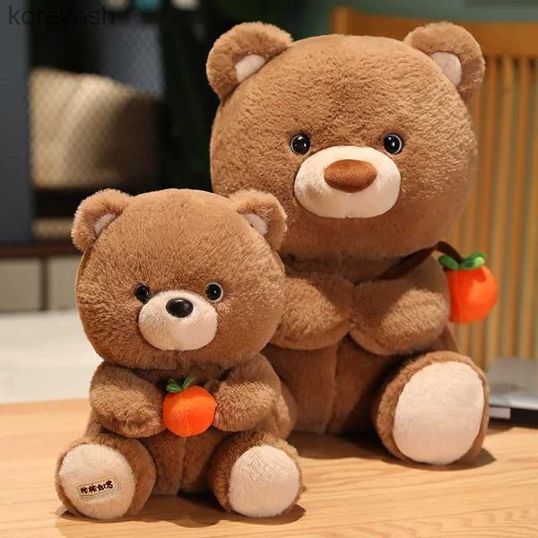 Travesseiros Kaii Realista Urso de Frutas Plushies Presente Engraçado Urso de Caqui Bichos de Pelúcia Almofadas de Pelúcia para Bebês Crianças Meninas Casa Sofá DecorL231116